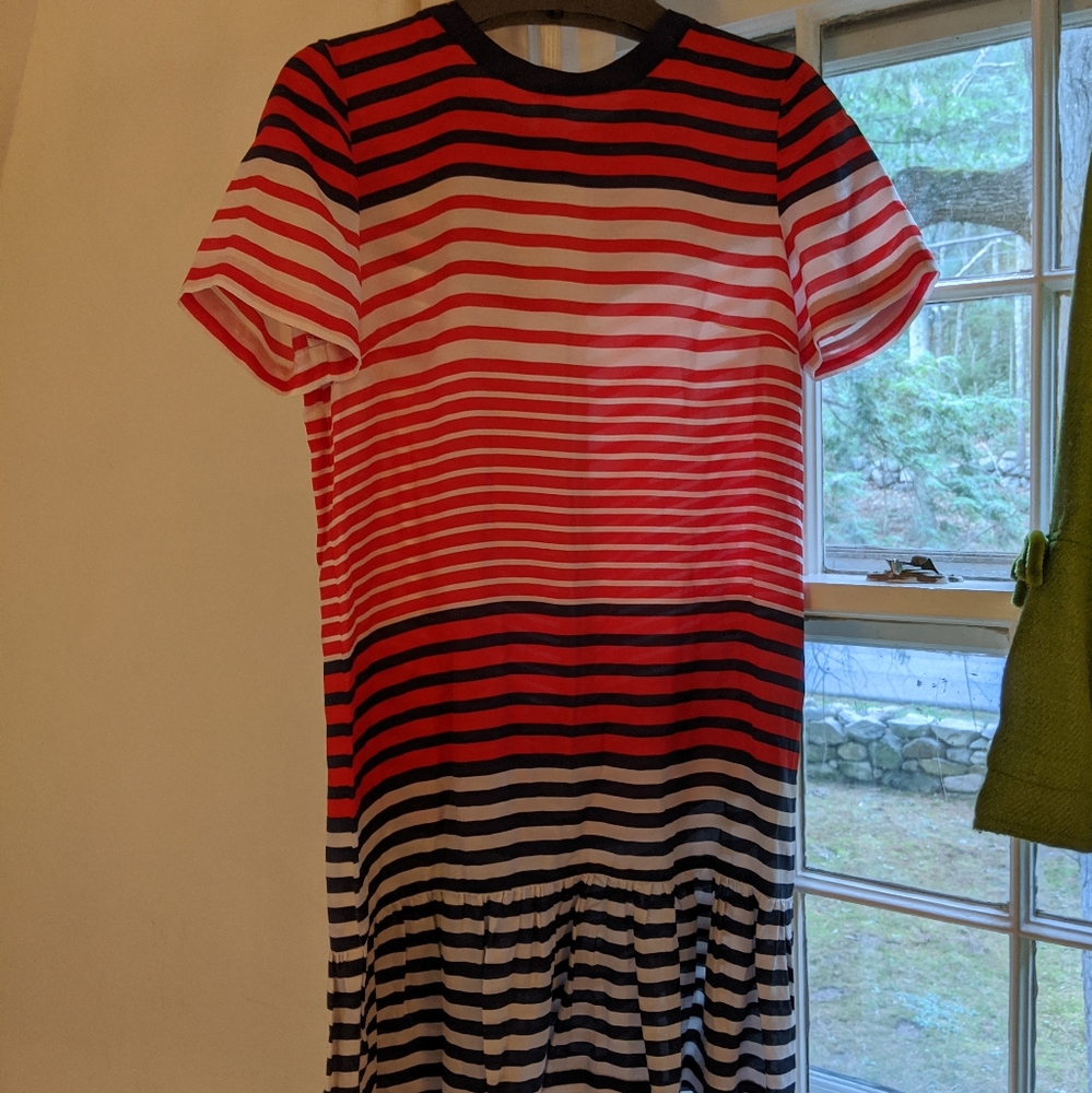 Red white and blue striped dress